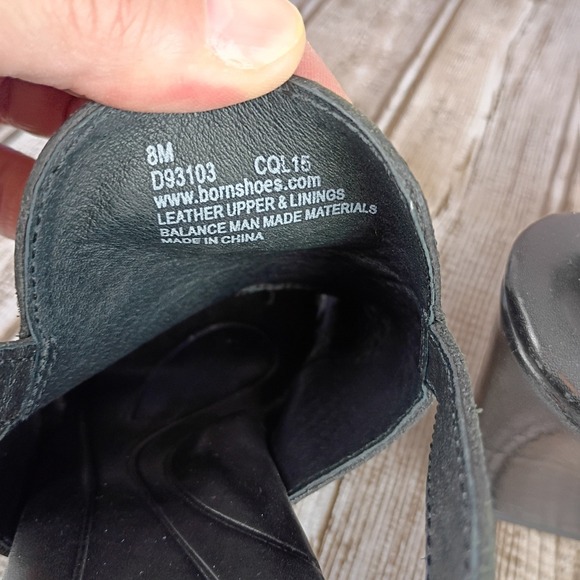 Born Black Leather Wedge Slingback Peep Toe Sandals Womens 8M D93104 - Picture 6 of 8